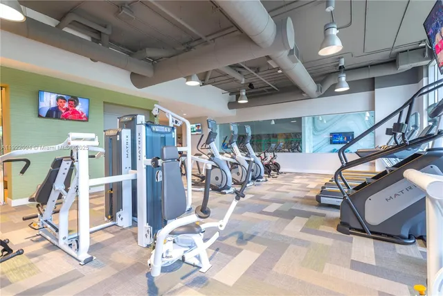 a view of a room with gym equipment