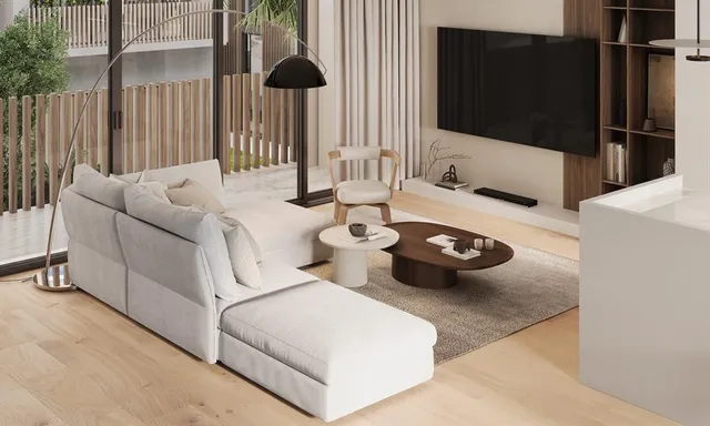 a living room with furniture and a flat screen tv