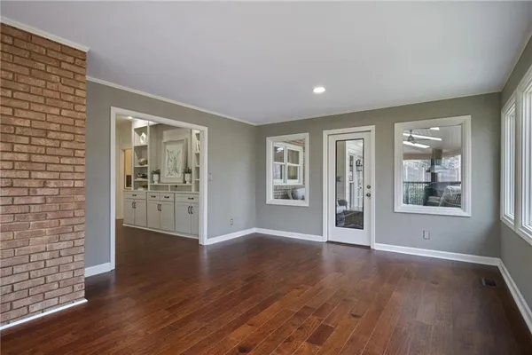 a view of a dining area with furniture
