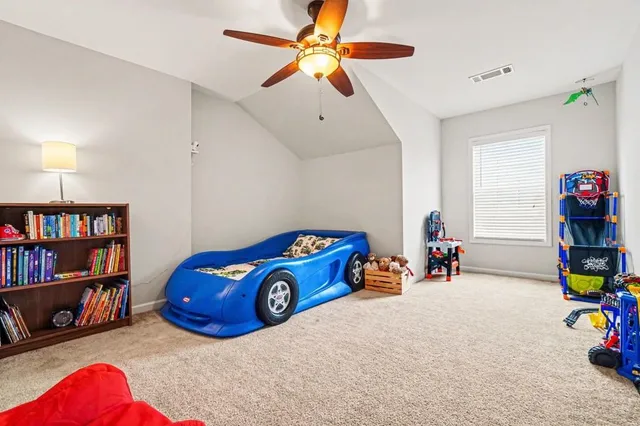 a car is parked in a room