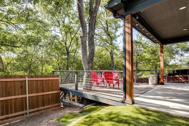 a view of a bench in the balcony