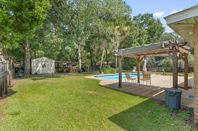 a view of a park with slide