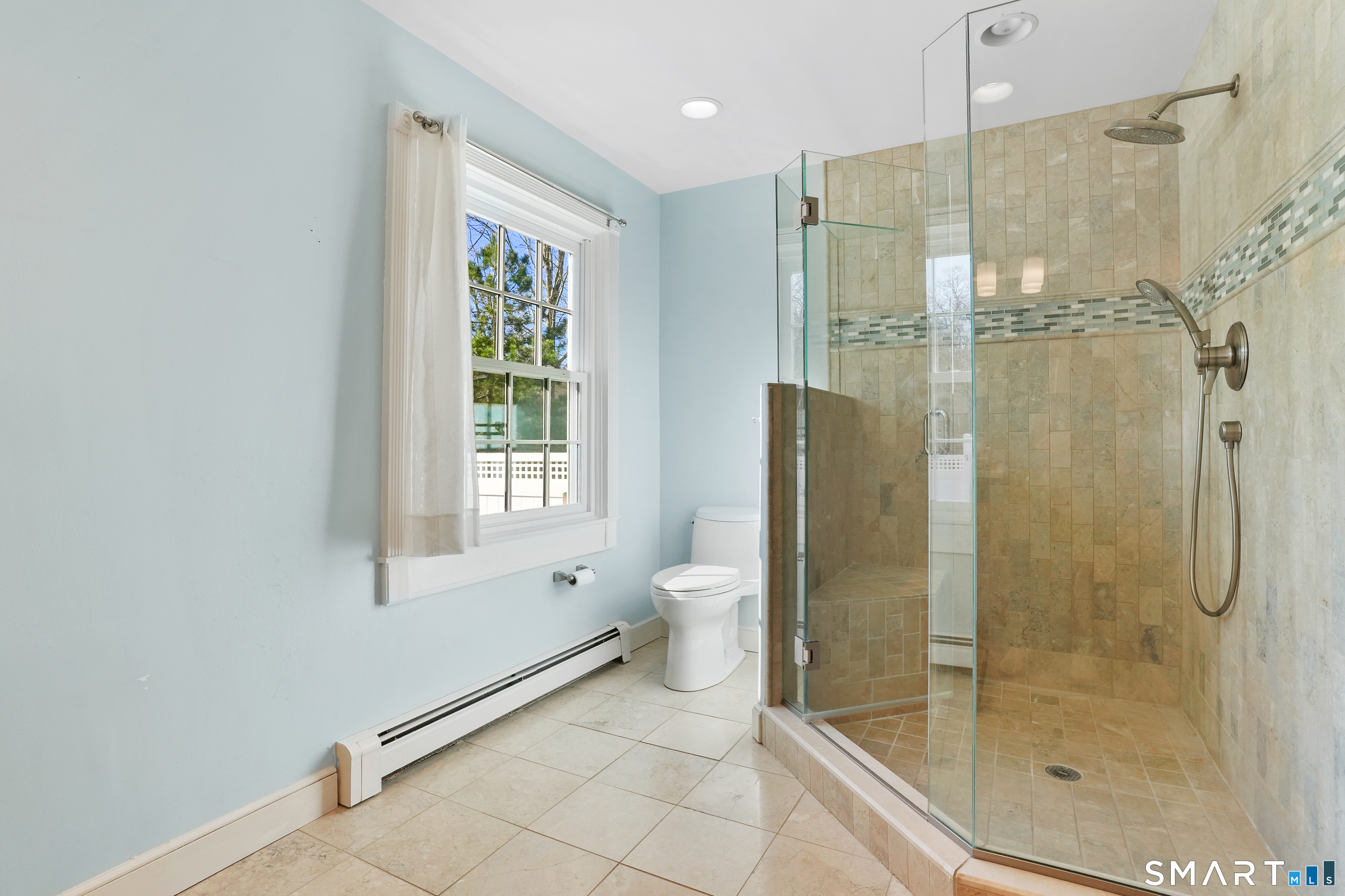 297 Long Mountain Road New Milford, CT 06776 - Photo 16 of 40 a bathroom with a shower and a toilet