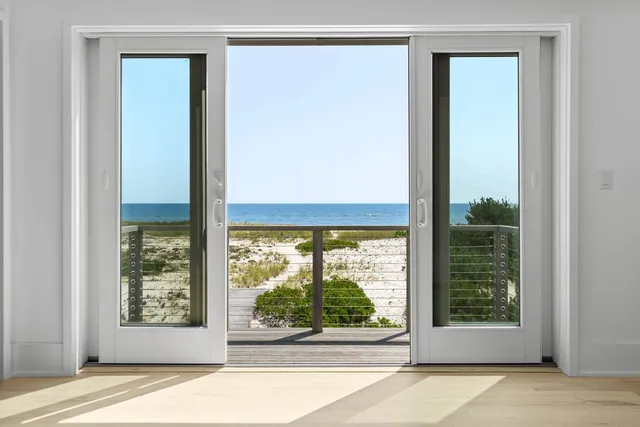 a view of a large window with an outdoor space