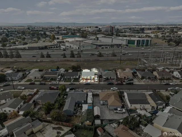 an aerial view of a city