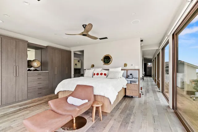 an aerial view of a house with outdoor space