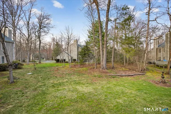 a view of a yard with trees