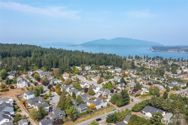 a view of a city with a mountain