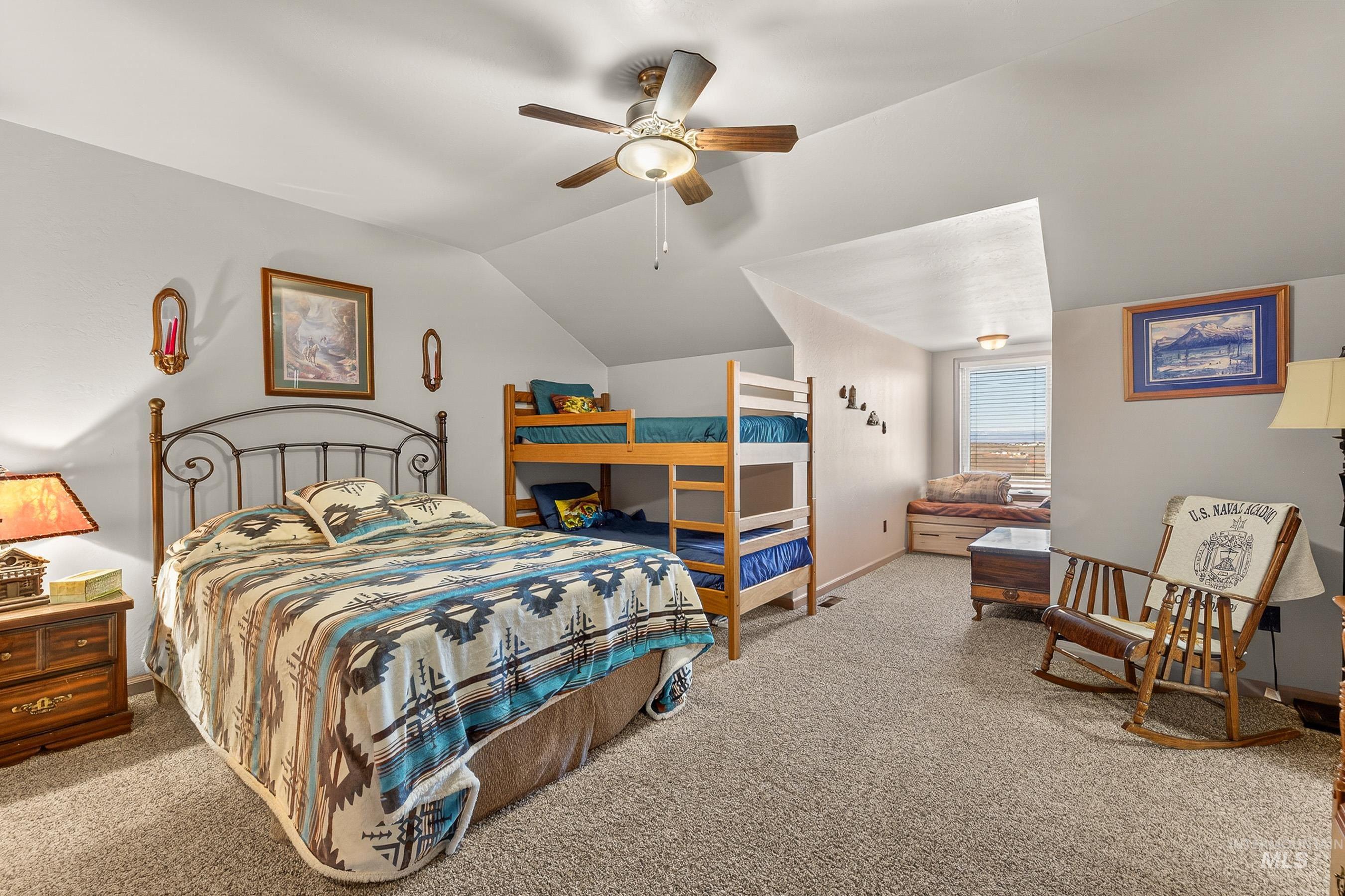 2195 Kilborn Lane Mesa, ID 83643 - Photo 31 of 50 Carpeted bedroom featuring a ceiling fan and lofted ceiling
