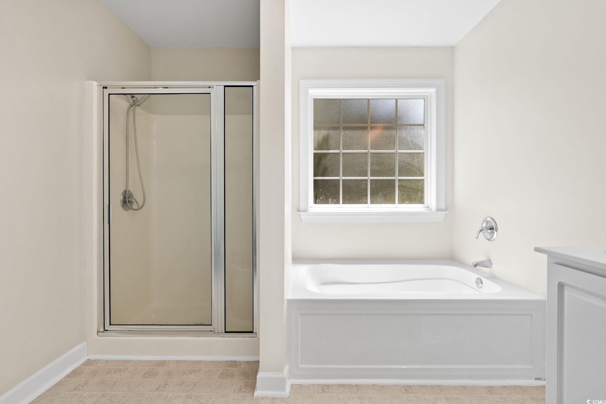 181 Dunbarton Lane Conway, SC 29526 - Photo 24 of 40 Bathroom with a garden tub, vanity, and a shower stall