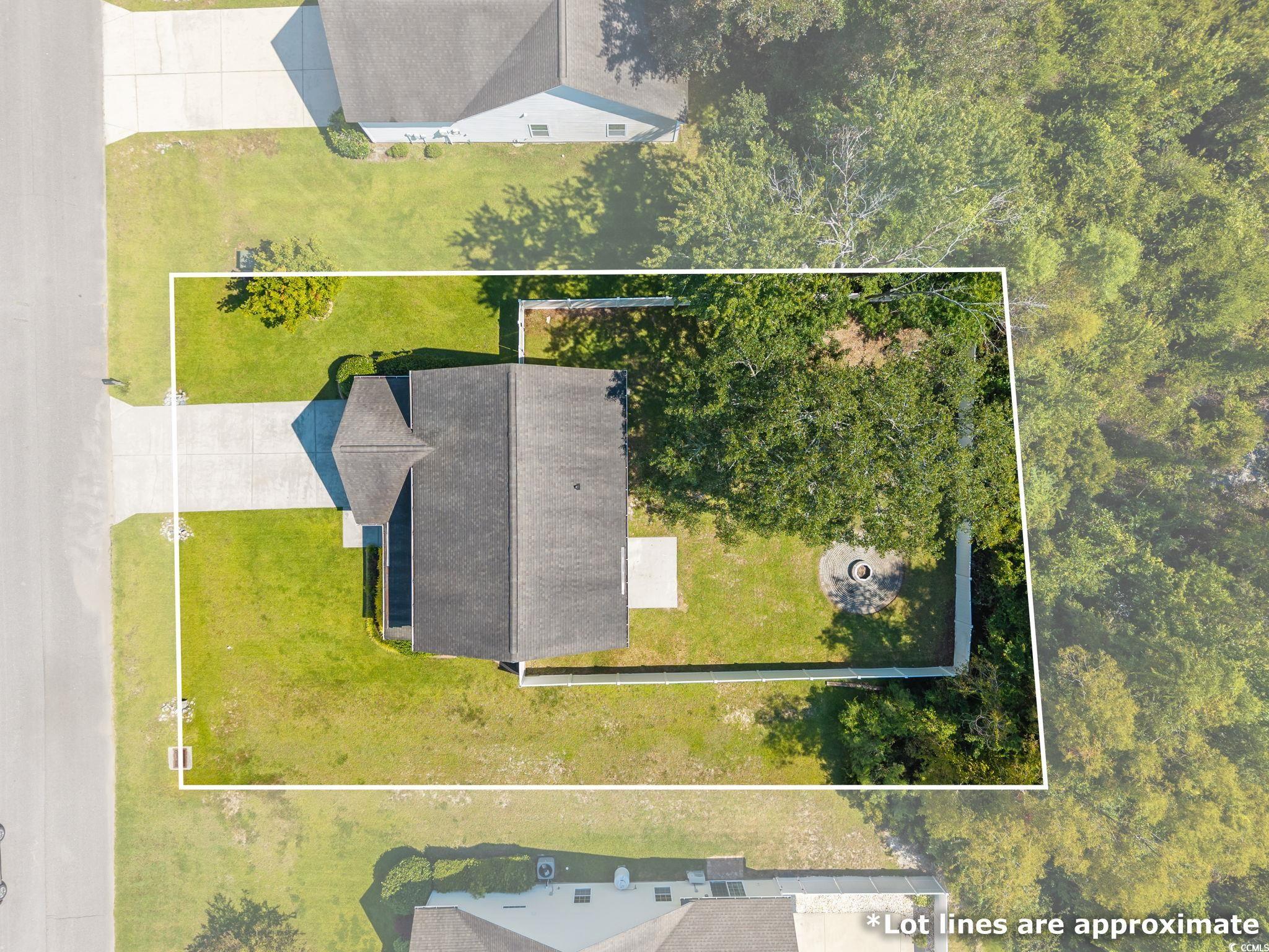 181 Dunbarton Lane Conway, SC 29526 - Photo 38 of 40 Aerial view of property and surrounding area with property boundaries highlighted