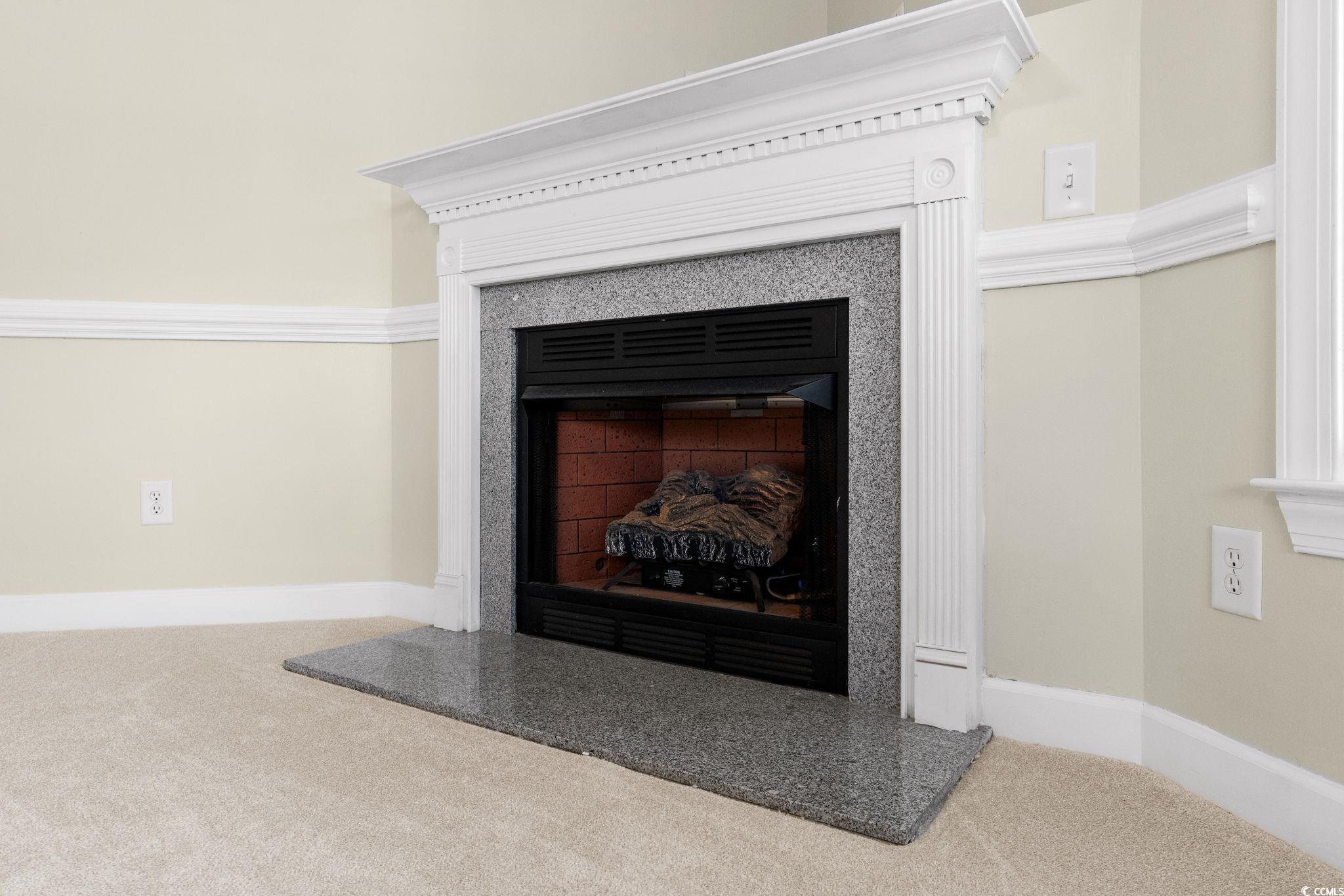 181 Dunbarton Lane Conway, SC 29526 - Photo 7 of 40 Detailed view of carpet floors and a fireplace with raised hearth