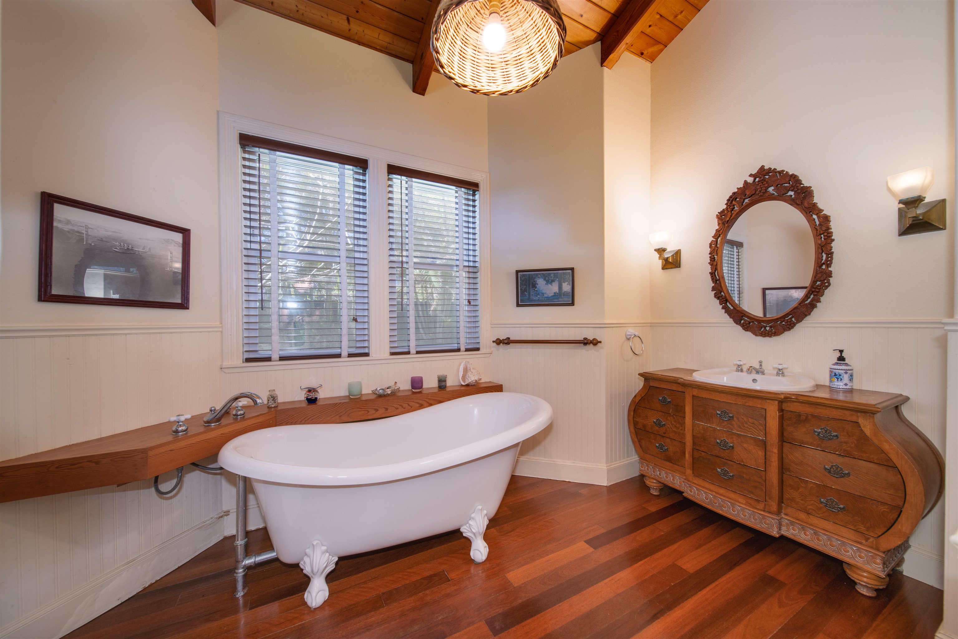 4955 Uakea Road Hana, HI 96713 - Photo 19 of 36 a room with wooden floor pool table and windows