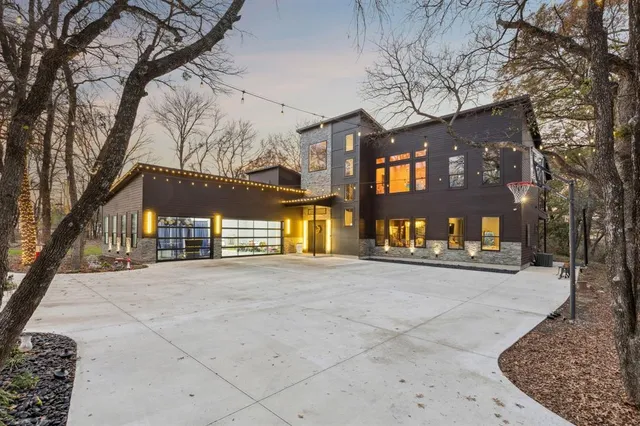 a view of a building with a street