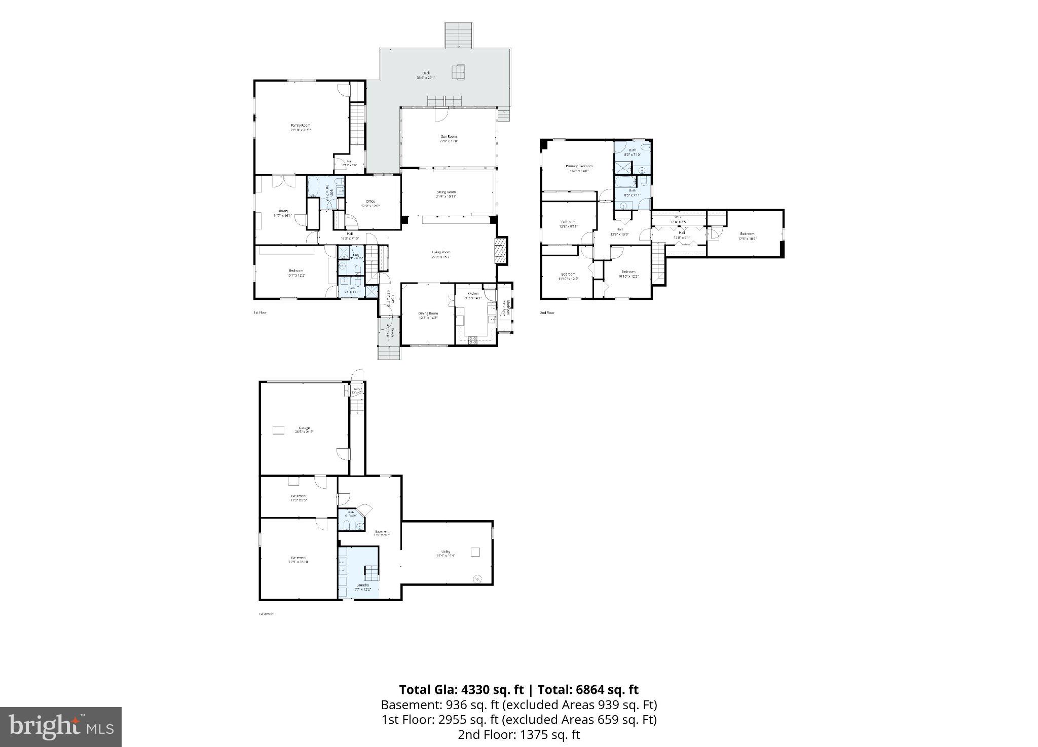 211 Fairview Road Penn Valley, PA 19072 - Photo 58 of 58 Floor Plan with Dimensions All Floors