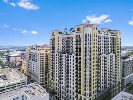 a view of a city with tall buildings