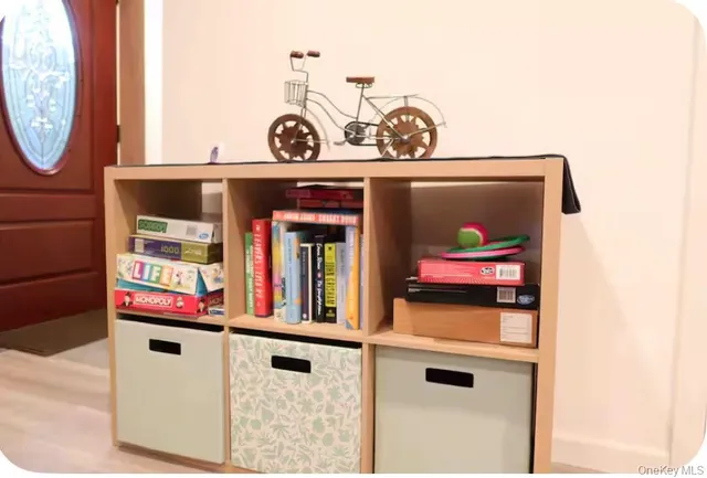 a bathroom with a bathtub