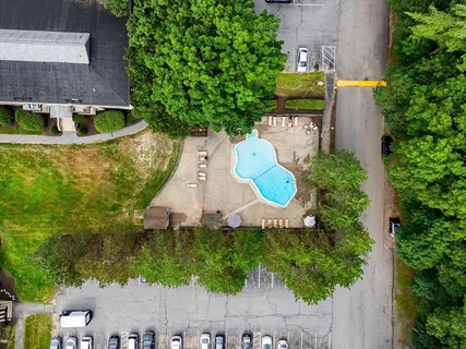 an aerial view of a house