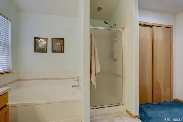 a bathroom with a bathtub and shower