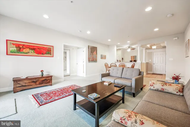 a living room with furniture and a couch