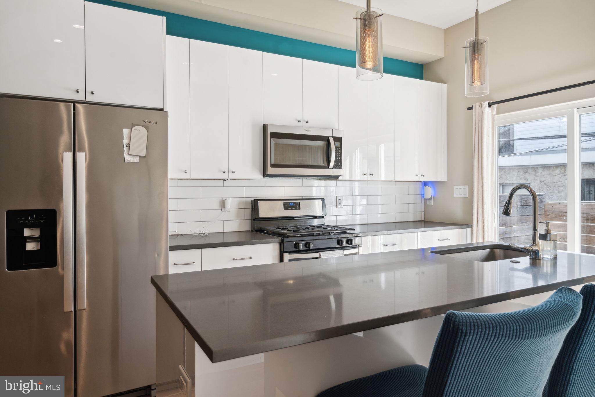 518 Mercy Street Philadelphia, PA 19148 - Photo 41 of 50 Sleek modern kitchen with vibrant accents.