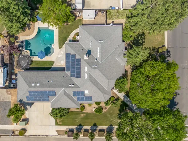 an aerial view of a house