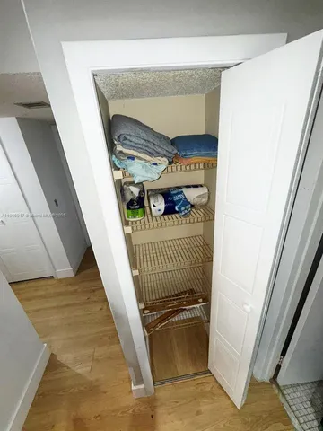 a view of a garden with a chair