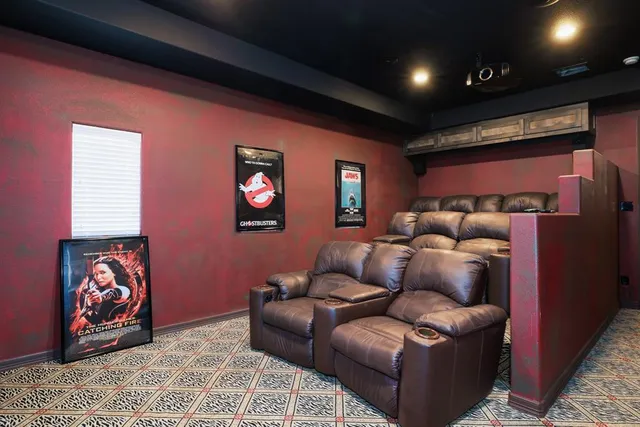a projector room with furniture
