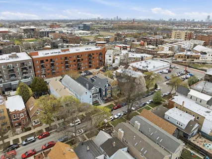 an aerial view of a city