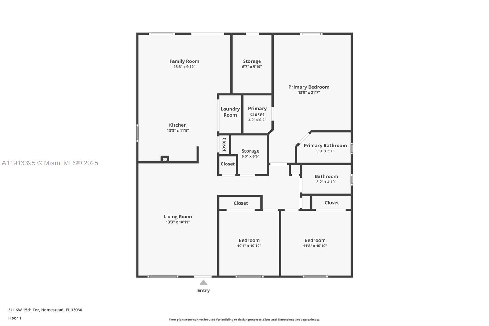 211 Southwest 15th Terrace Homestead, FL 33030 - Photo 26 of 26 a picture of a floor plan
