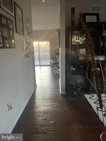 a hallway with a couch