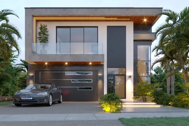 a car parked in front of a building