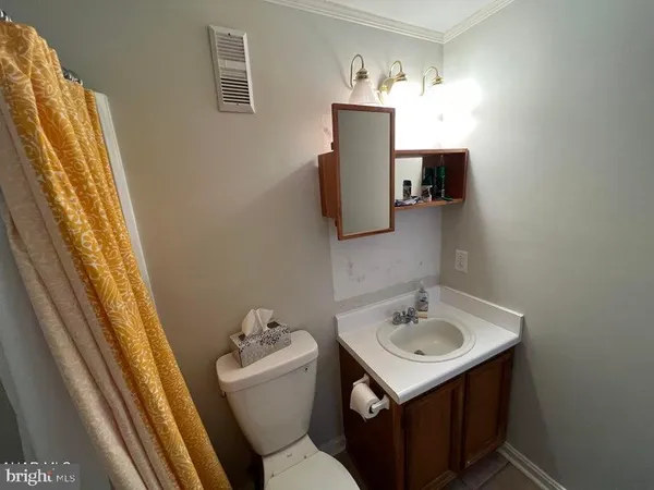 a bathroom with a sink toilet and mirror