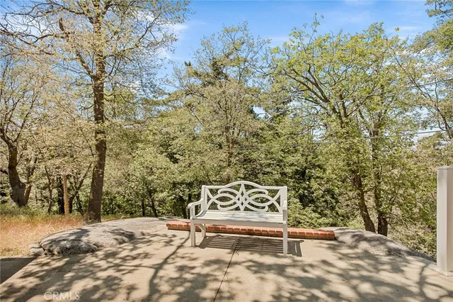a sign board with a bench