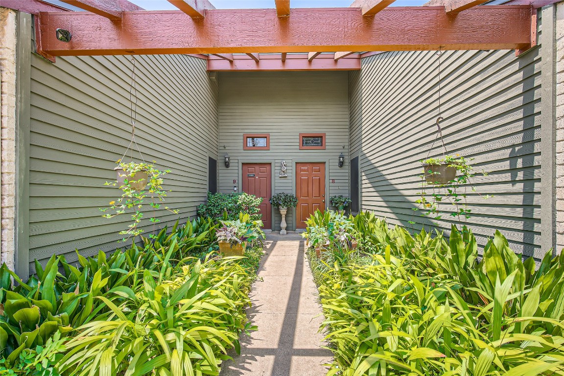 a potted plant sitting in front of a house