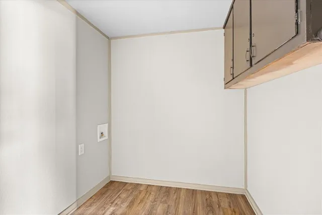 a view of small space with racks on the wall