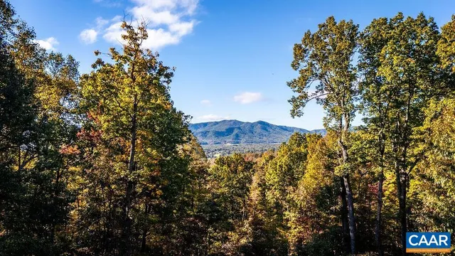 a aerial view of a house with a garden and trees