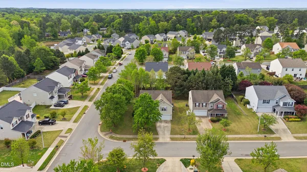 an aerial view of a house