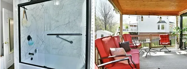 a outdoor living space with furniture