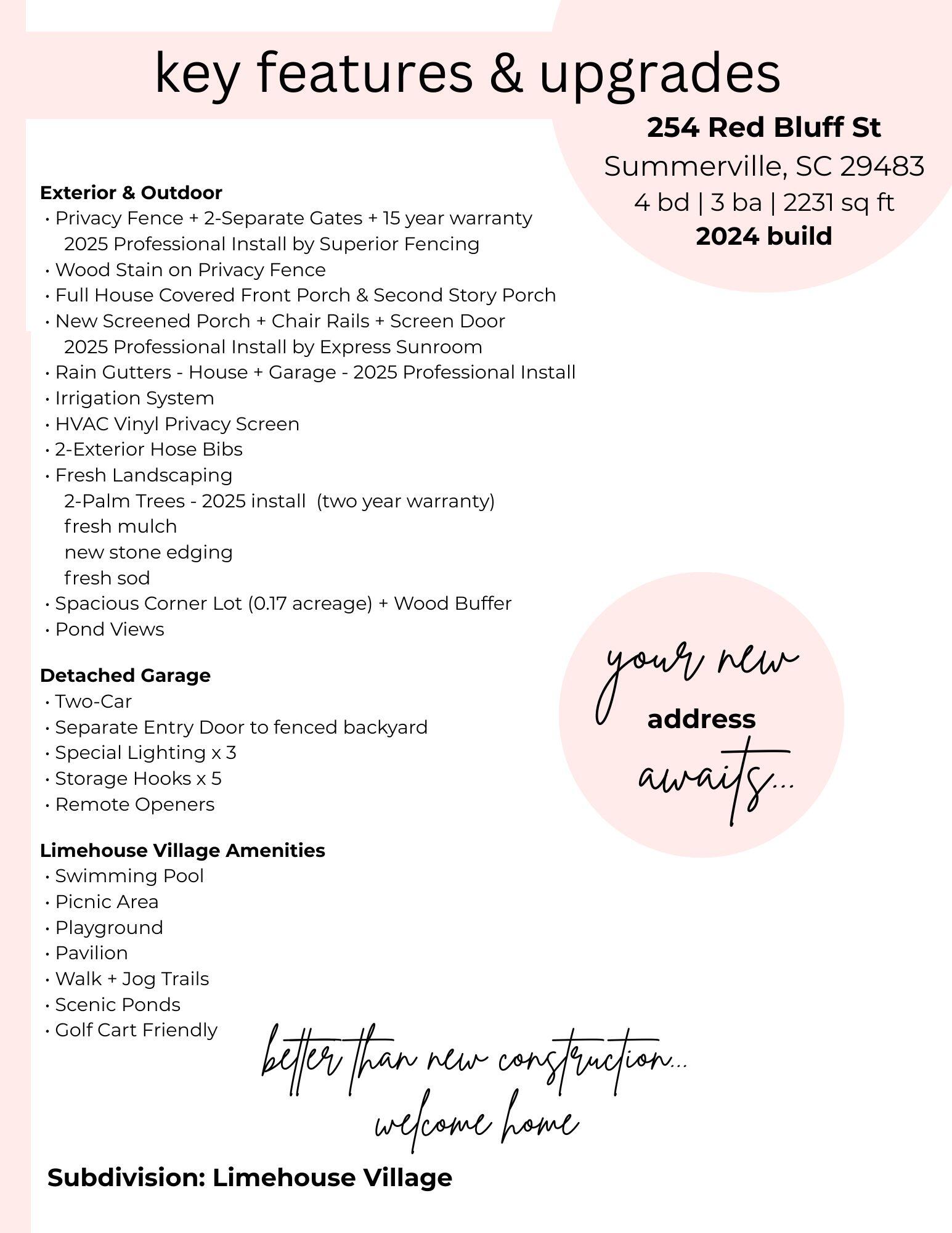 254 Red Blf Street Summerville, SC 29483 - Photo 65 of 67 features and homeowner upgrades