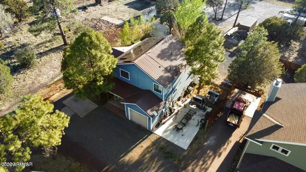 an aerial view of a house