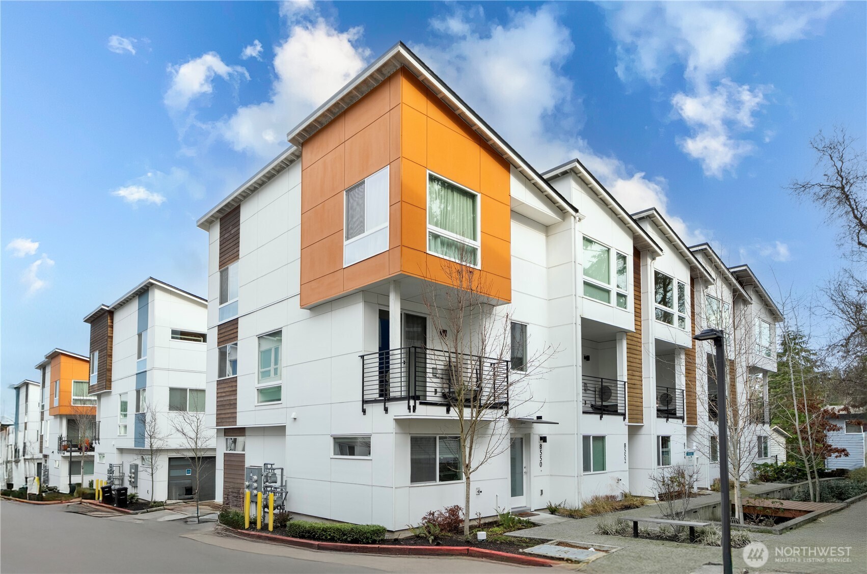 a view of a building with a street