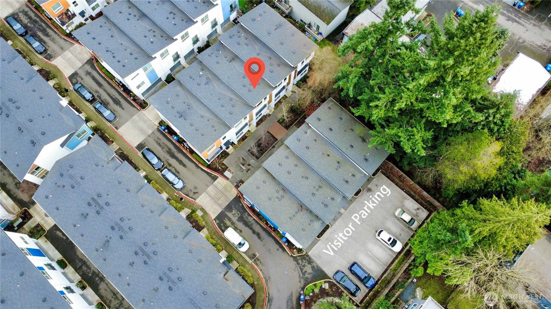 8554 22nd Place Northeast Seattle, WA 98115 - Photo 33 of 35 an aerial view of a house with a yard and garden
