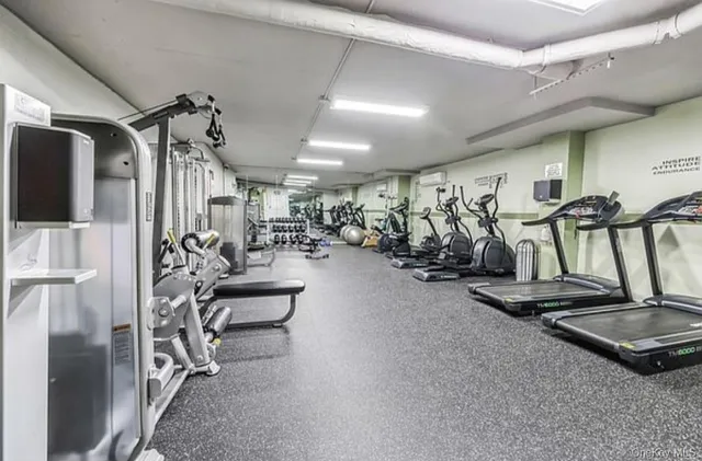 a view of a room with gym equipment