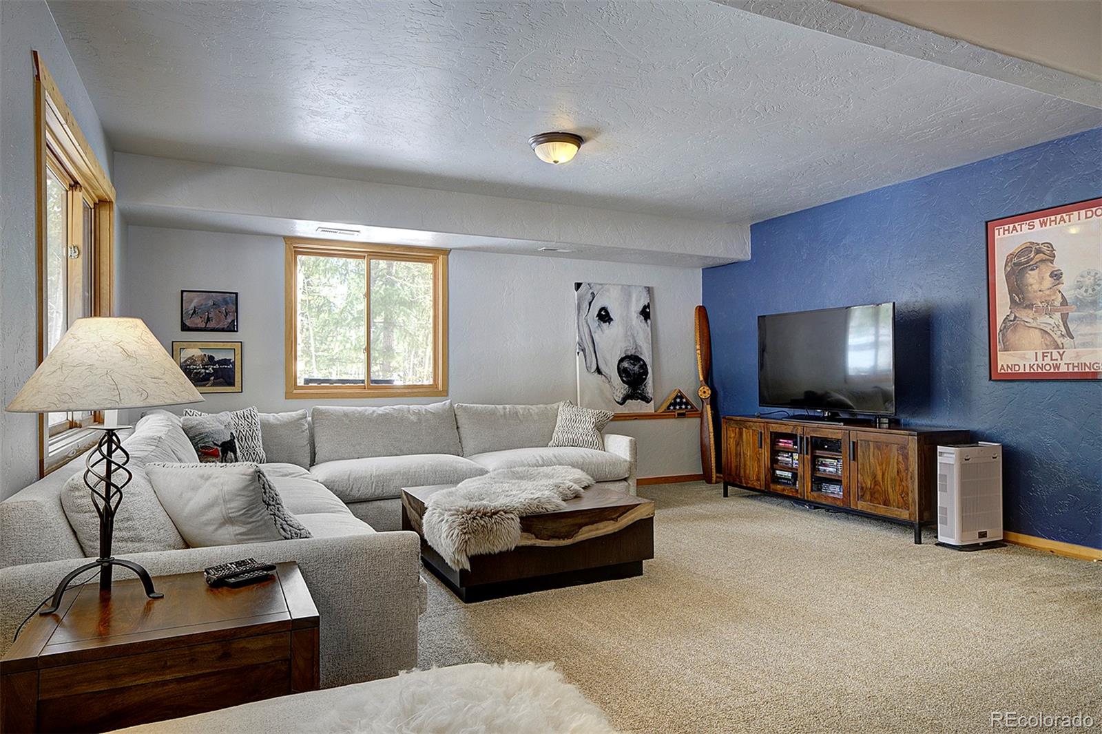58 Conestoga Court Bailey, CO 80421 - Photo 30 of 37 a living room with furniture and a flat screen tv