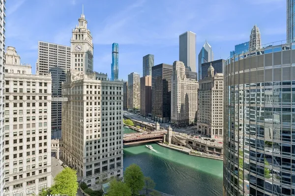 a view of city with tall buildings