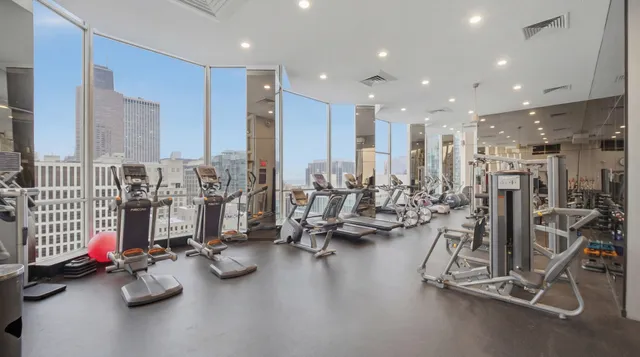 a view of a room with gym equipment