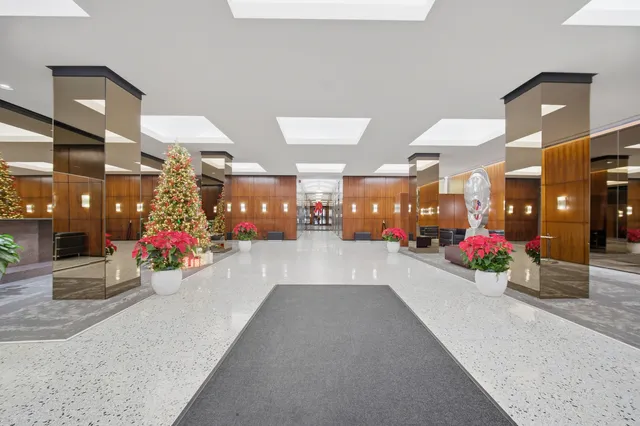 a view of a street with stores