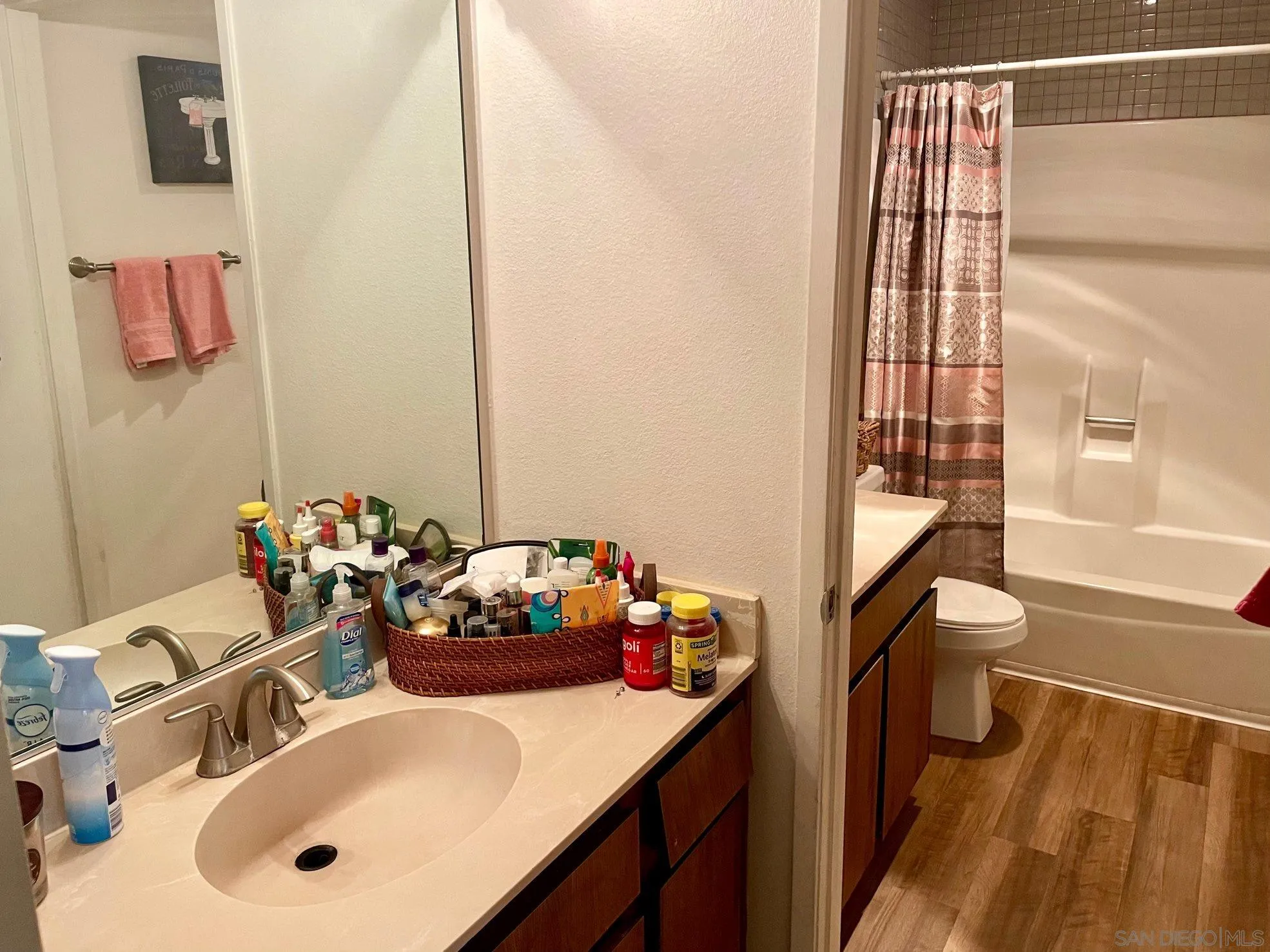 5970 Rancho Mission Road, Unit 244 San Diego, CA 92108 - Photo 13 of 21 a bathroom with a sink mirror and a bathtub