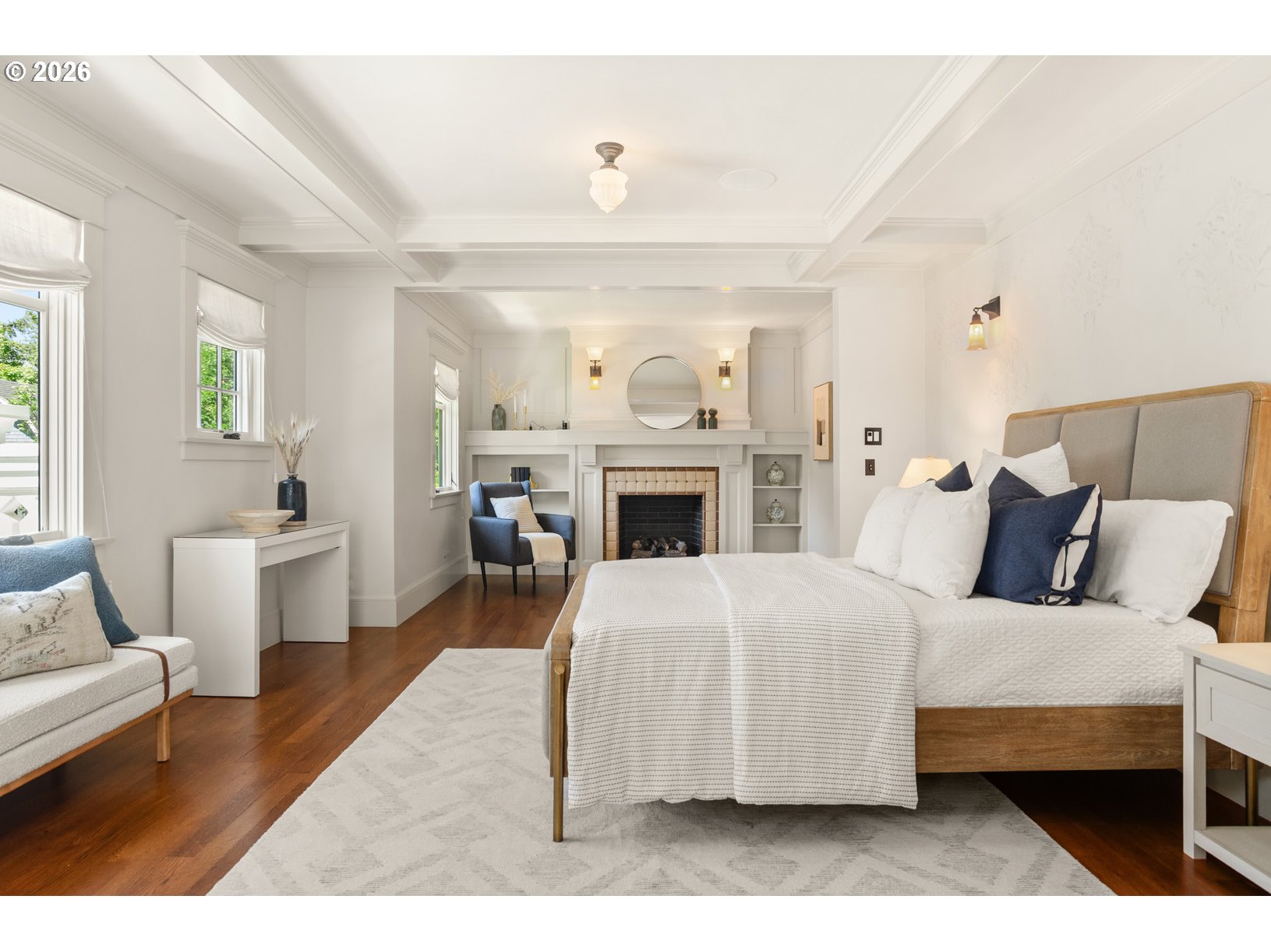 2023 Southwest Montgomery Drive Portland, OR 97201 - Photo 17 of 46 a living room with furniture and a fireplace